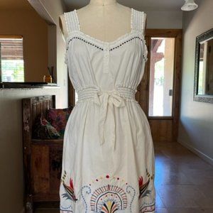 Fish Embroidered Dress Anthropologie Size M (very slight stain)